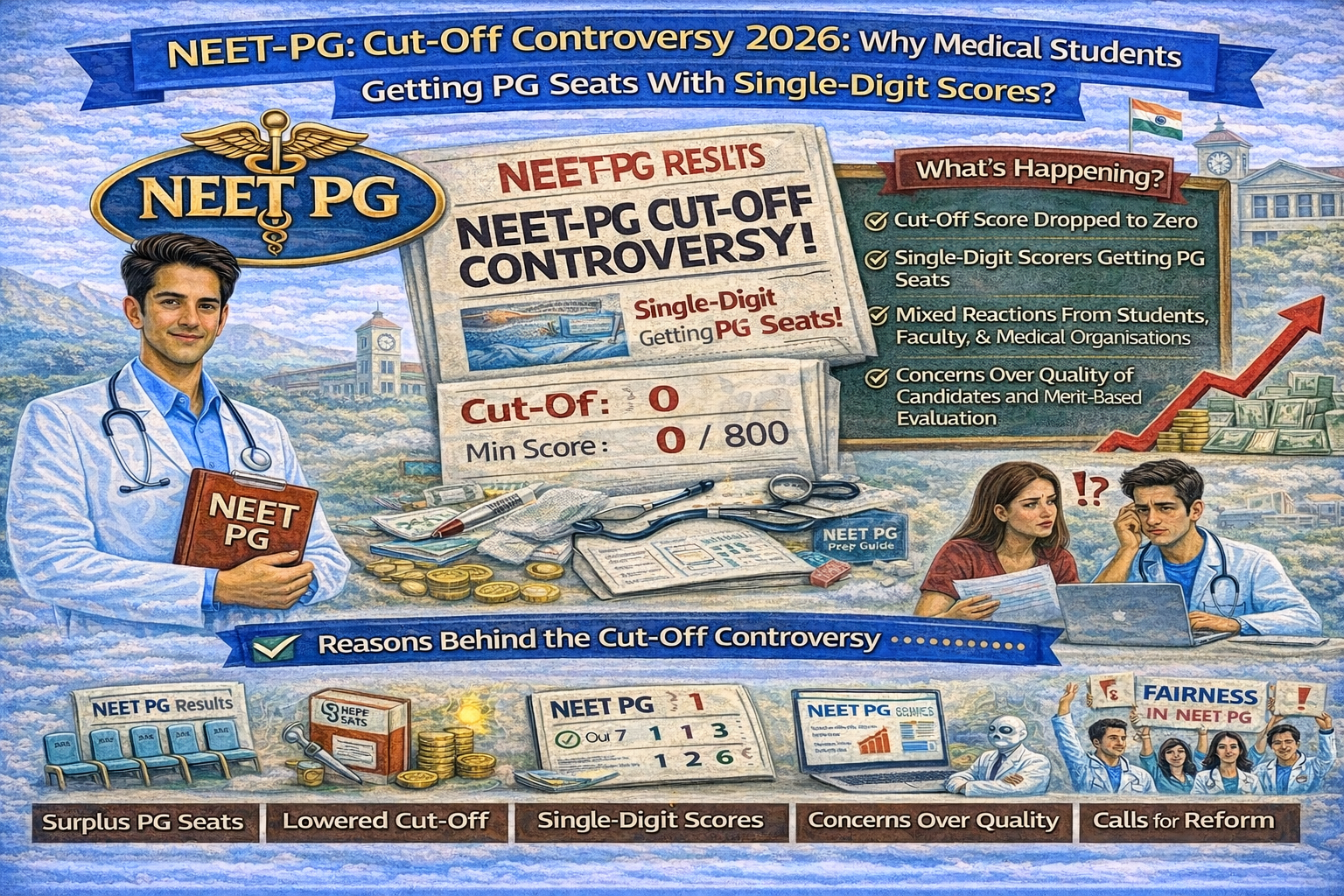 NEET-PG Cut-Off Controversy 2026: Why Medical Students Getting PG Seats With Single-Digit Scores?